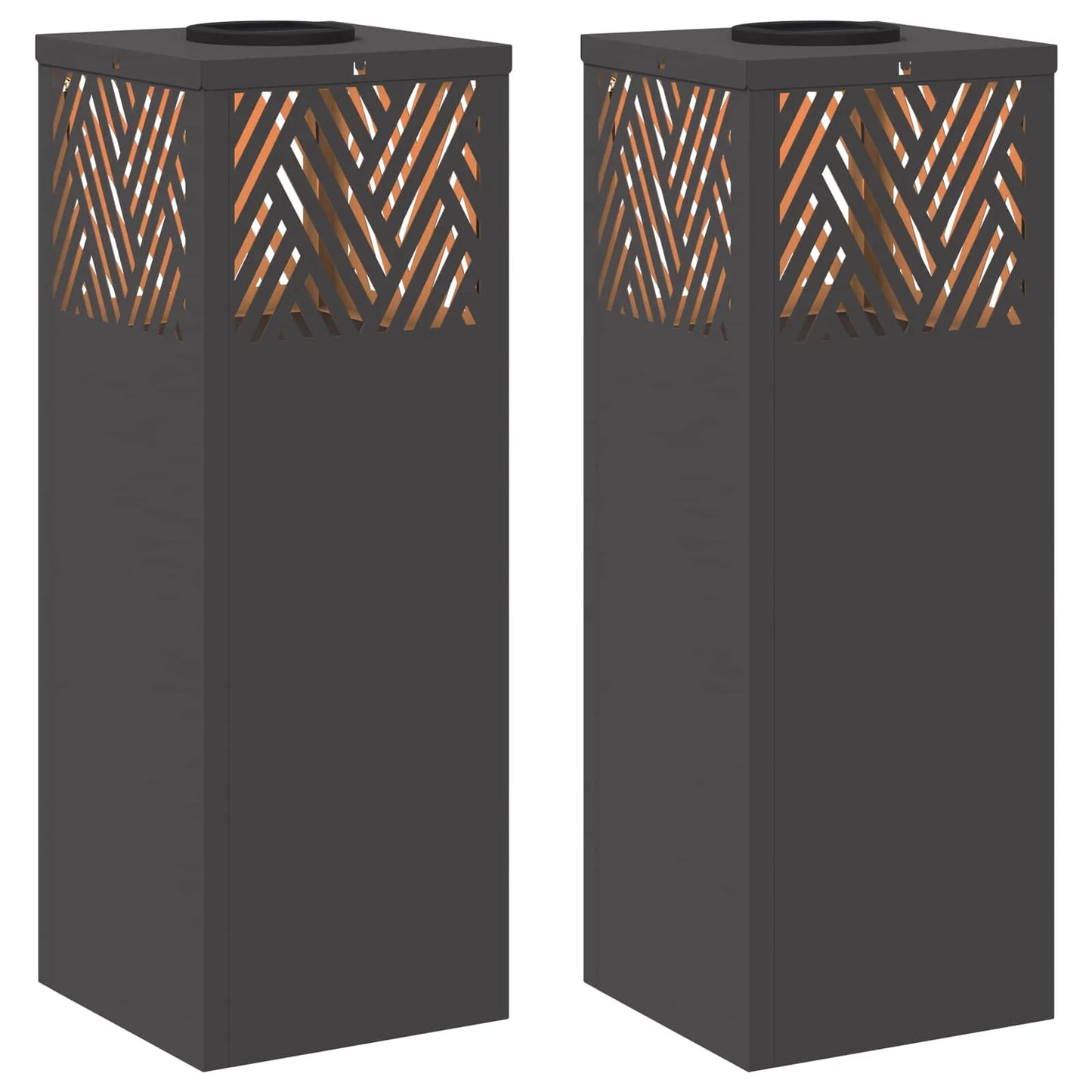 Lumină LED Solară pentru Alei 2 pcs Negru Oțel laminat la rece