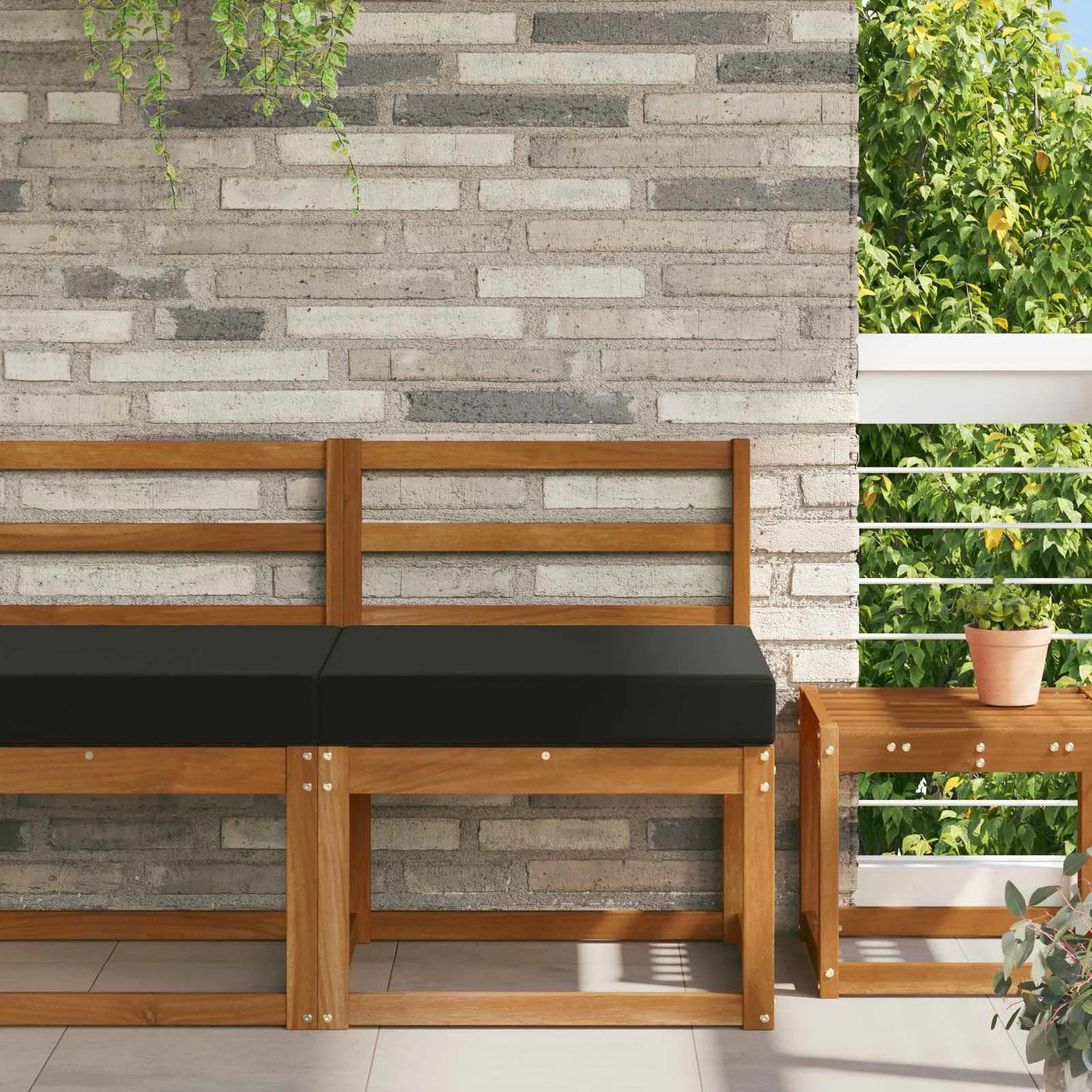 Perna pentru canapea de exterior Negru 60 x 60 x 8 cm Poliester