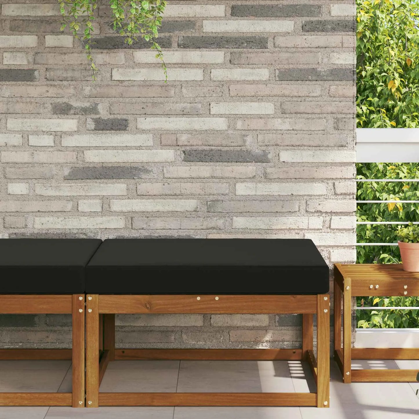 Perna pentru canapea de exterior Negru 80 x 80 x 8 cm Poliester