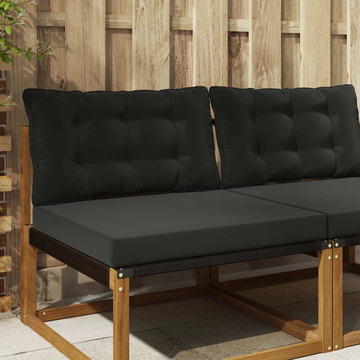 Perna pentru canapea de exterior 2 pcs Negru Poliester